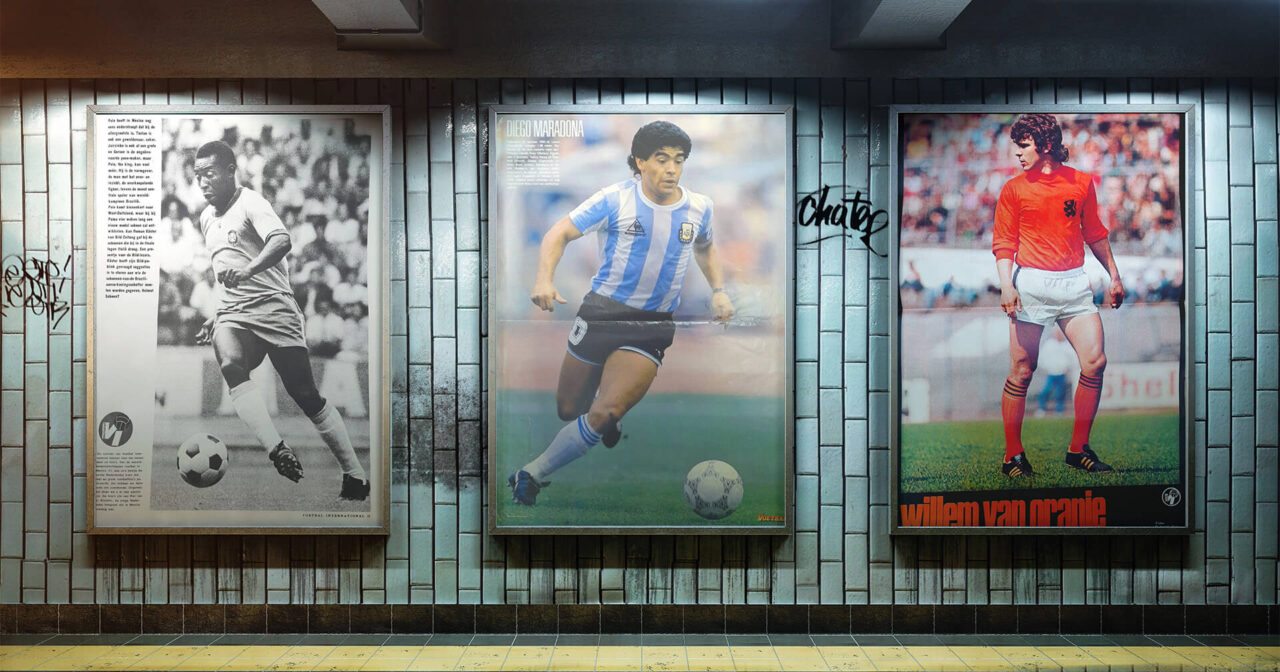 Oude Voetbal Internationals te koop - Pele Maradona van Hanegem
