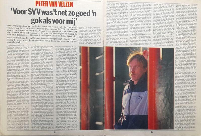 Interview met Peter van Velzen over SVV, sportjournalist, in een krant.