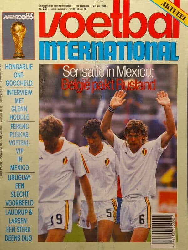 Voetbal International magazine cover met Belgische spelers in Mexico 1986.