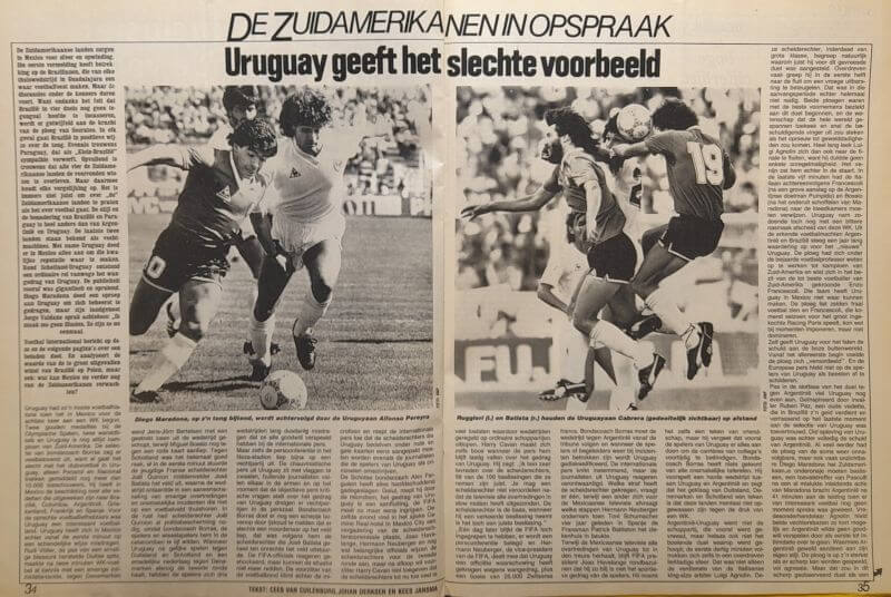 Uruguay en Noord-Amerika spelers in actie tijdens een voetbalwedstrijd.