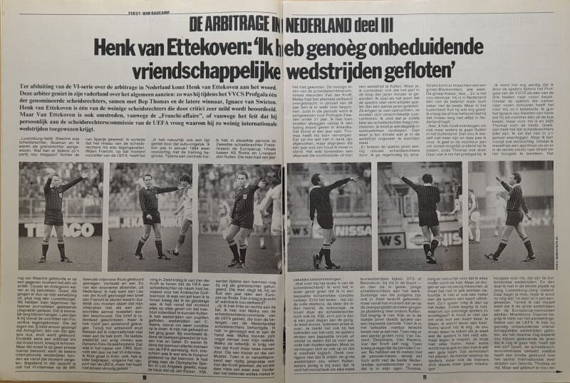 Krantenartikel over arbitrage in Nederland met foto's van een tenniswedstrijd.