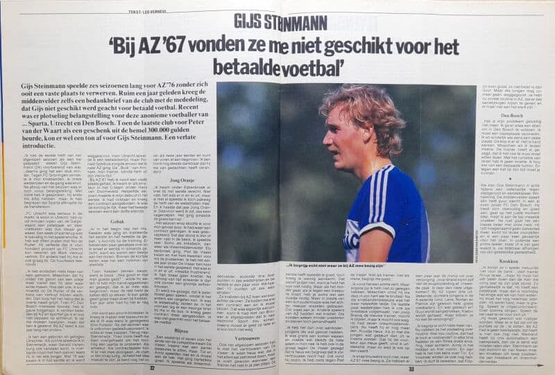 Gijs Stamnann in AZ'67 voetbaloutfit tijdens training of wedstrijd.