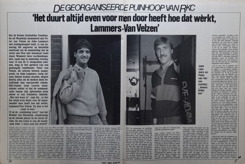 Voetbal International artikel uit 1985 over Lammers en Van Velzen.
