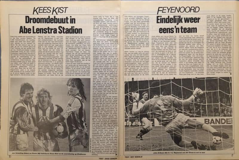 Voetbalwedstrijd met Abe Lenstra Stadion en Feyenoord.