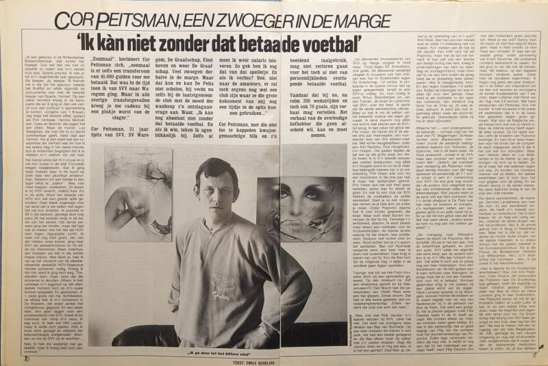 Artikel over Cor Peitsman met foto en tekst uit 1986.