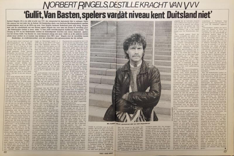 Artikel over Norbert Ringels en Van Basten in Voetbal International 1986.