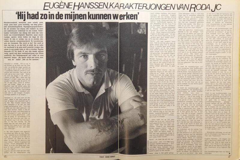 Eugène Hanssen, jonge man met tatoeages, interview over mijnwerkers.