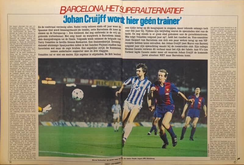 Spelers in actie tijdens een voetbalwedstrijd in 1986.