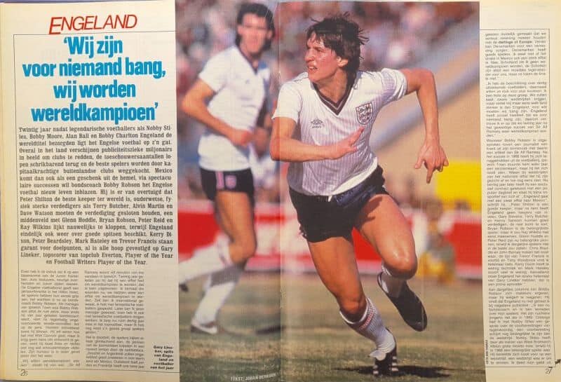 Voetbalster in actie tijdens een wedstrijd in 1986.