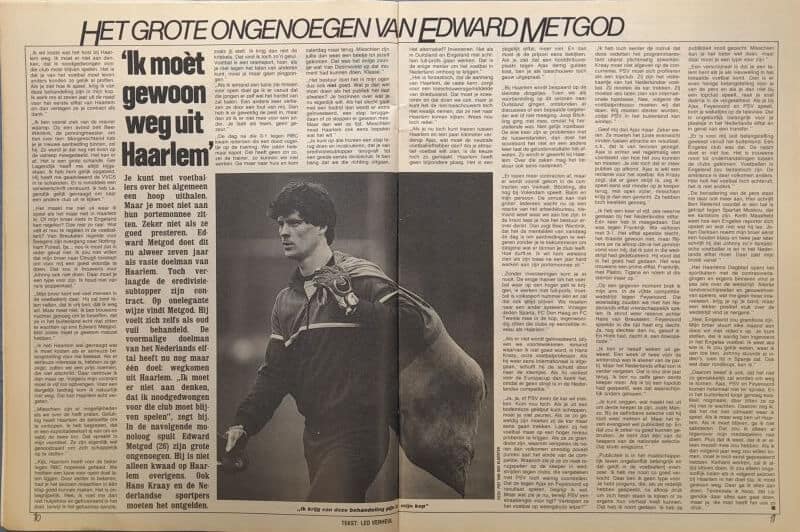 Krantenartikel over Edward Metgod met foto van jonge speler.