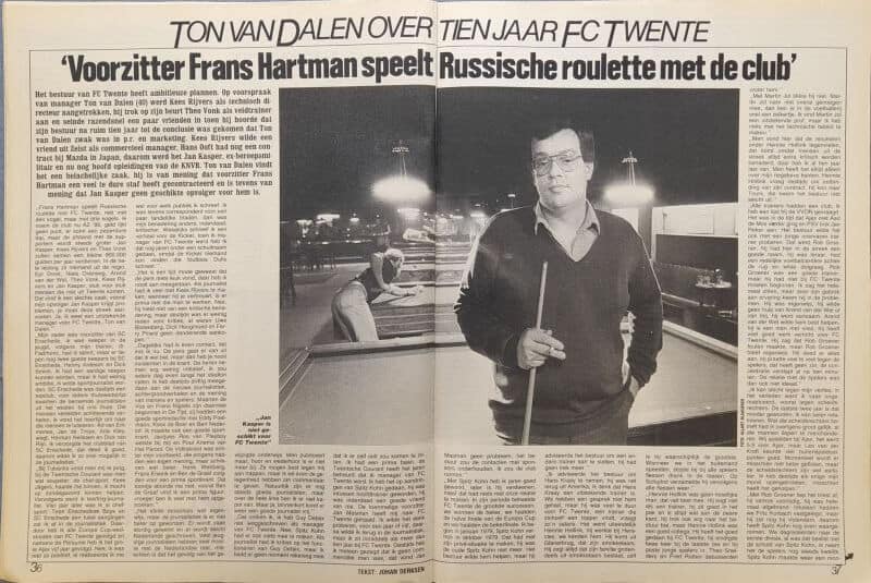 Frans Hartman speelt Russische roulette met de club.